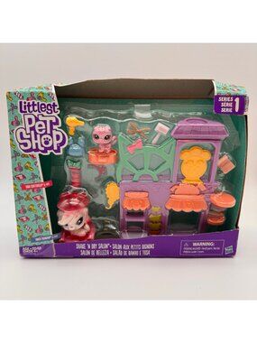 LPS Littlest Pet Shop Shake N Dry Salon Playset 2 Pets Series 1 Fancie Pekingpup